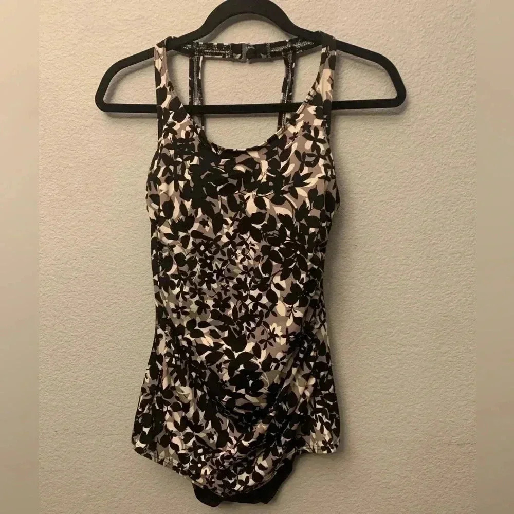 Miraclesuit Black and White Floral One-Piece Swimsuit
